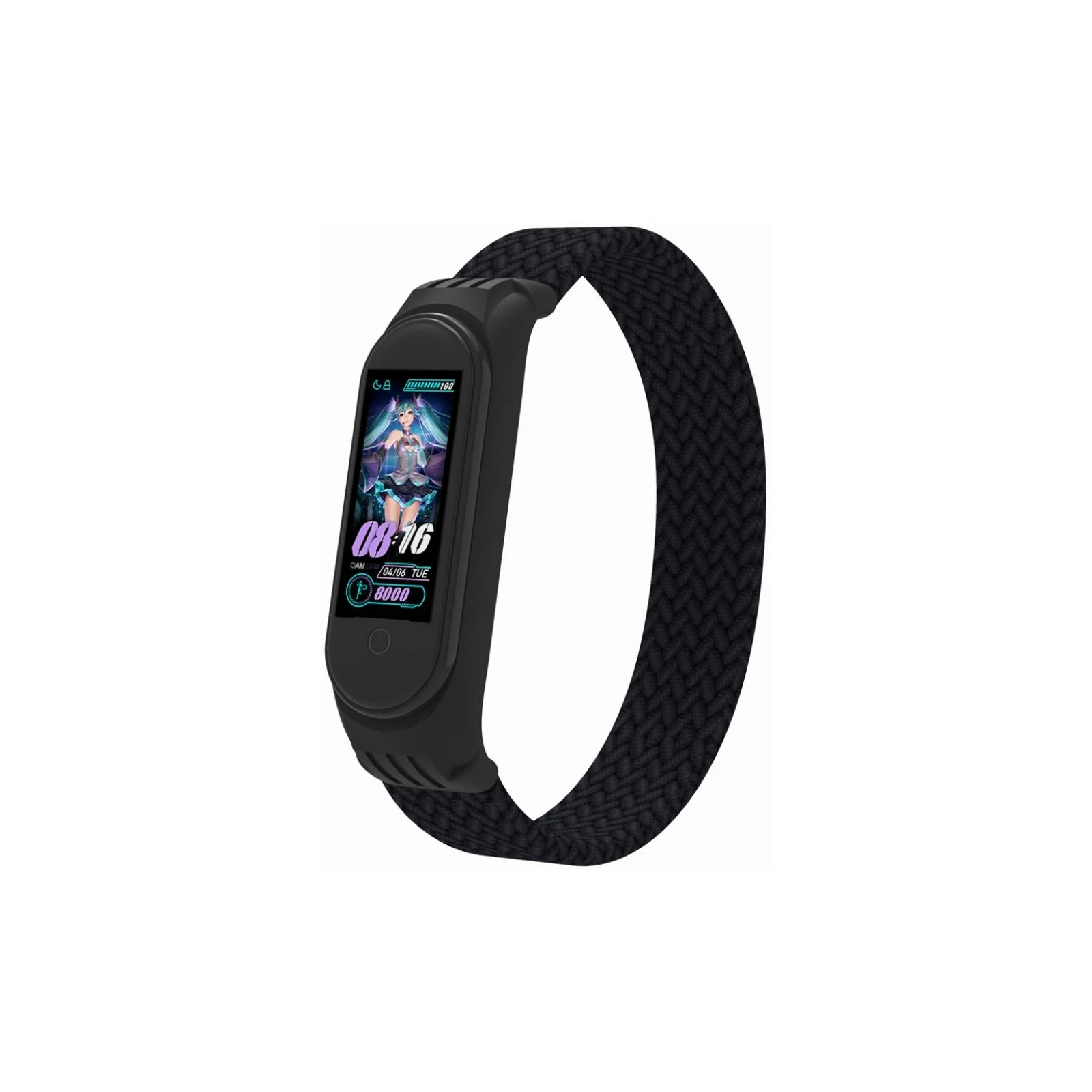 Ремінець для фітнес браслета Armorstandart Braided Solo Loop Xiaomi Mi Band 7/6/5/4 Black size L (ARM58763) (UA)