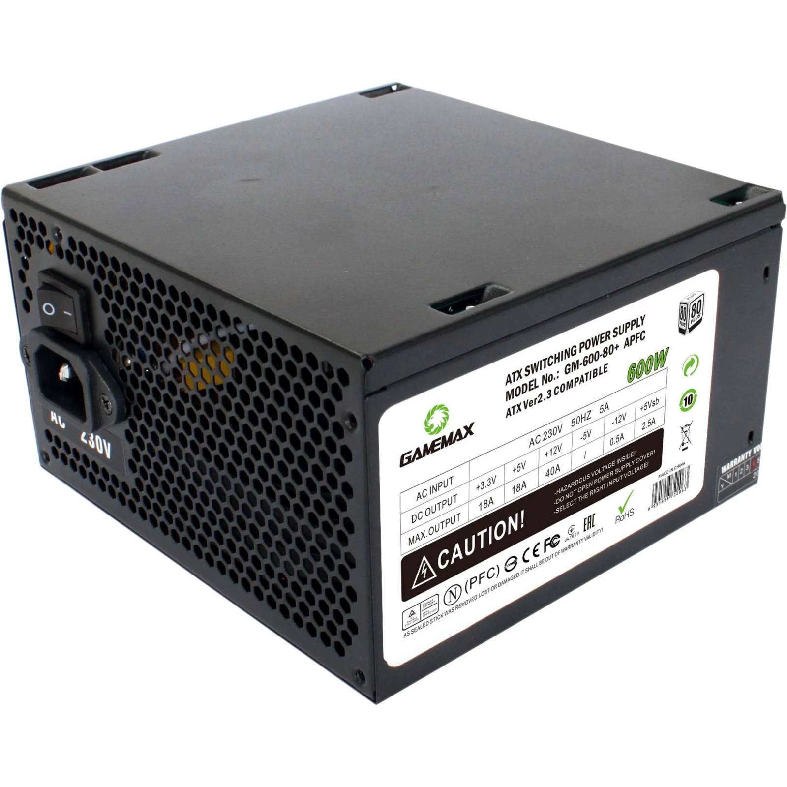 Блок живлення Gamemax GM-600 80+ APFC Black (UA)