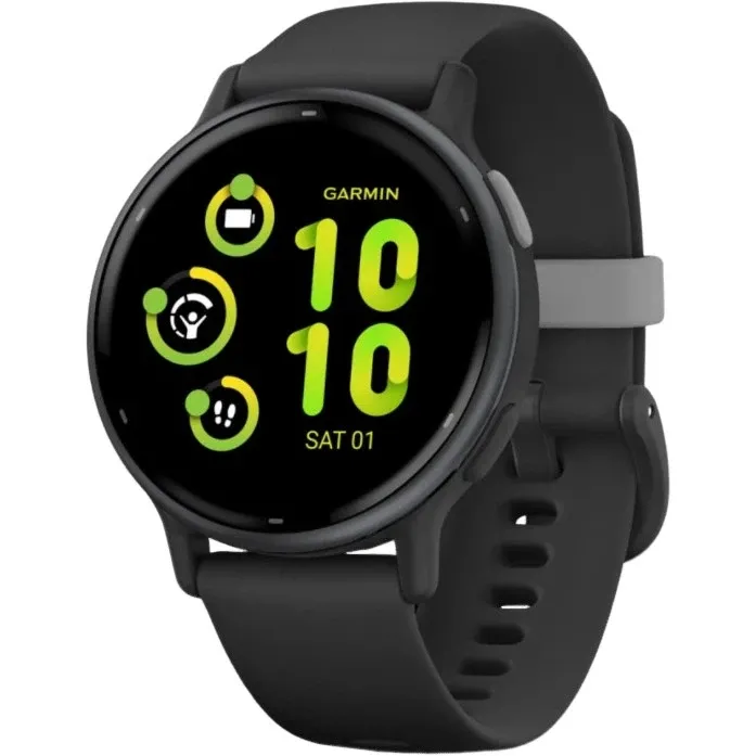 Garmin vivoactive 5 Slate Aluminum Bezel with Black Case and Silicone Band (010-02862-10/50/5A)