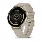 Garmin Venu 3s Soft Gold Stainless Steel Bezel with French Gray Case and Silicone Band (010-02785-52)