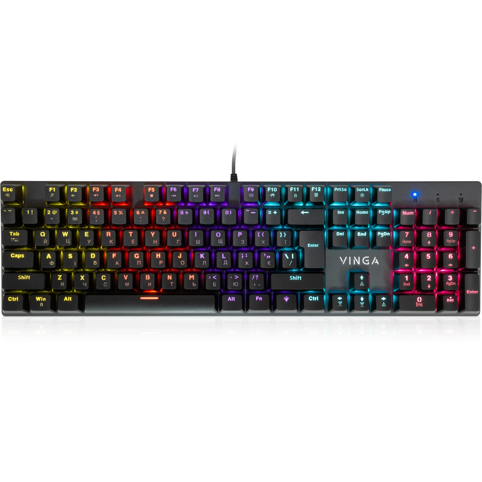 Клавіатура Vinga KBGM-101 LED Red Switch USB Black (KBGM-101 Black) (UA)