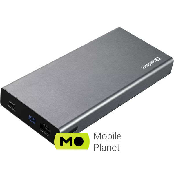 Мобильная батарея Sandberg 20000mAh, PD/88W+12W, USB-C, USB-A output: 5V/2.4A (12W max) (420-52) (UA)