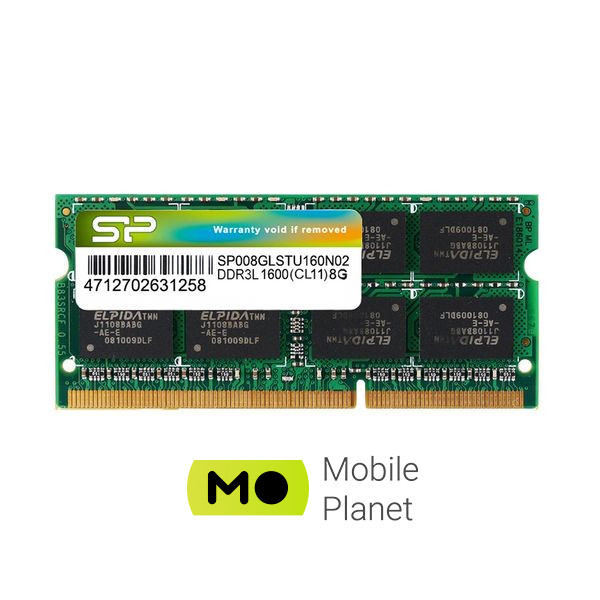 Оперативная память SoDIMM DDR3L 8GB 1600 MHz Silicon Power (SP008GLSTU160N02) (UA)