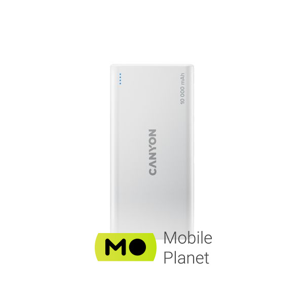 Мобільна батарея Canyon PB-108 10000mAh, Input 5V/2A, Output 5V/2.1A(Max), white (CNE-CPB1008W) (UA)
