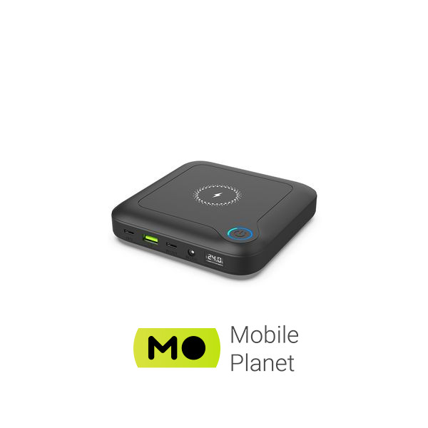 Мобільна батарея PowerPlant 24000mAh, PD/60W, DC 12-24V 9 connectors, QC/3.0, USB-C*2, USB-A, Wireless (PB930463) (UA)