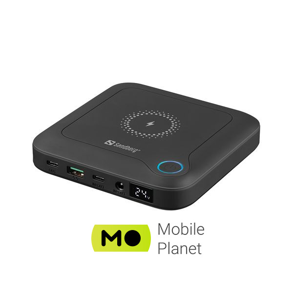 Мобільна батарея Sandberg 24000mAh/88.8Wh для ноутбука, PD/60W, DC/84W, USB/22W, Wireless/10W (420-57 / PB930197) (UA)