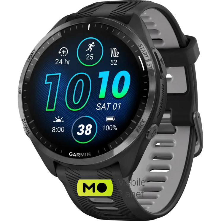 Garmin Forerunner 965 Carbon Gray Titanium Bezel w. Blk Case and Blk/Powder Gray S. Band (010-02809-00/10)