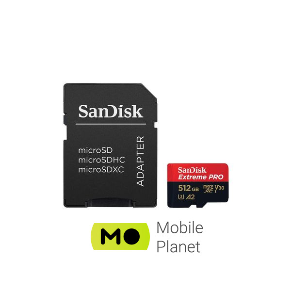 Карта пам'яті SanDisk 512 GB microSDXC UHS-I U3 Extreme Pro+SD Adapter (SDSQXCD-512G-GN6MA) (UA)