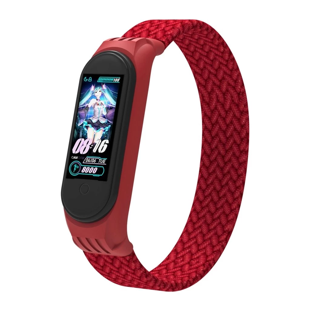Ремінець для фітнес браслета Armorstandart Braided Solo Loop для Xiaomi Mi Band 4/5/6 Red size L (ARM58762) (UA)