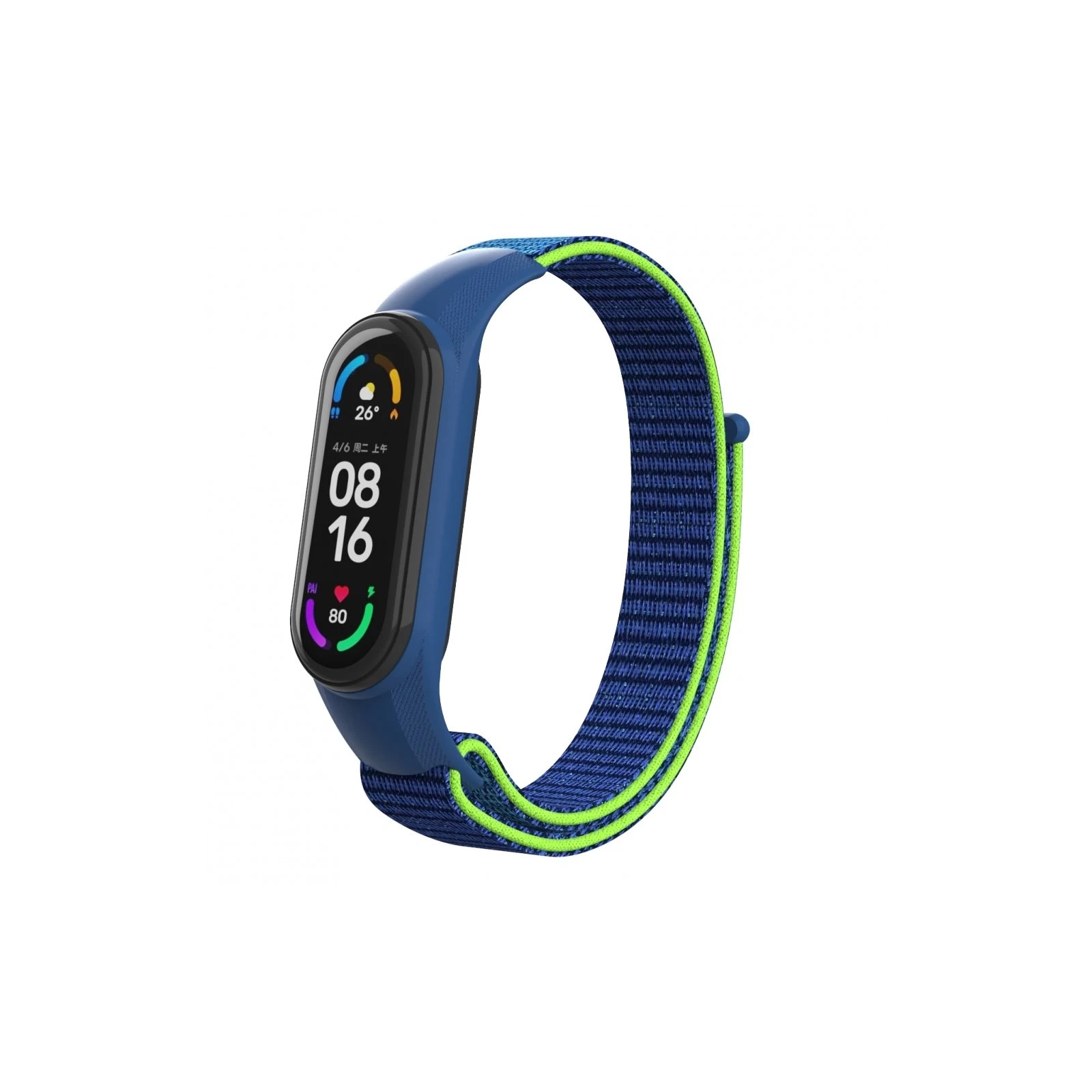 Ремінець для фітнес браслета Armorstandart нейлоновий для Xiaomi Mi Band 7/6/5/4 Blue/Green (ARM67844) (UA)
