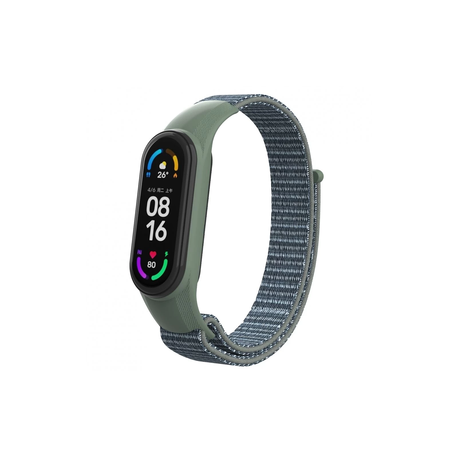 Ремінець для фітнес браслета Armorstandart нейлоновий Xiaomi Mi Band 7/6/5/4 Military Green (ARM67845) (UA)