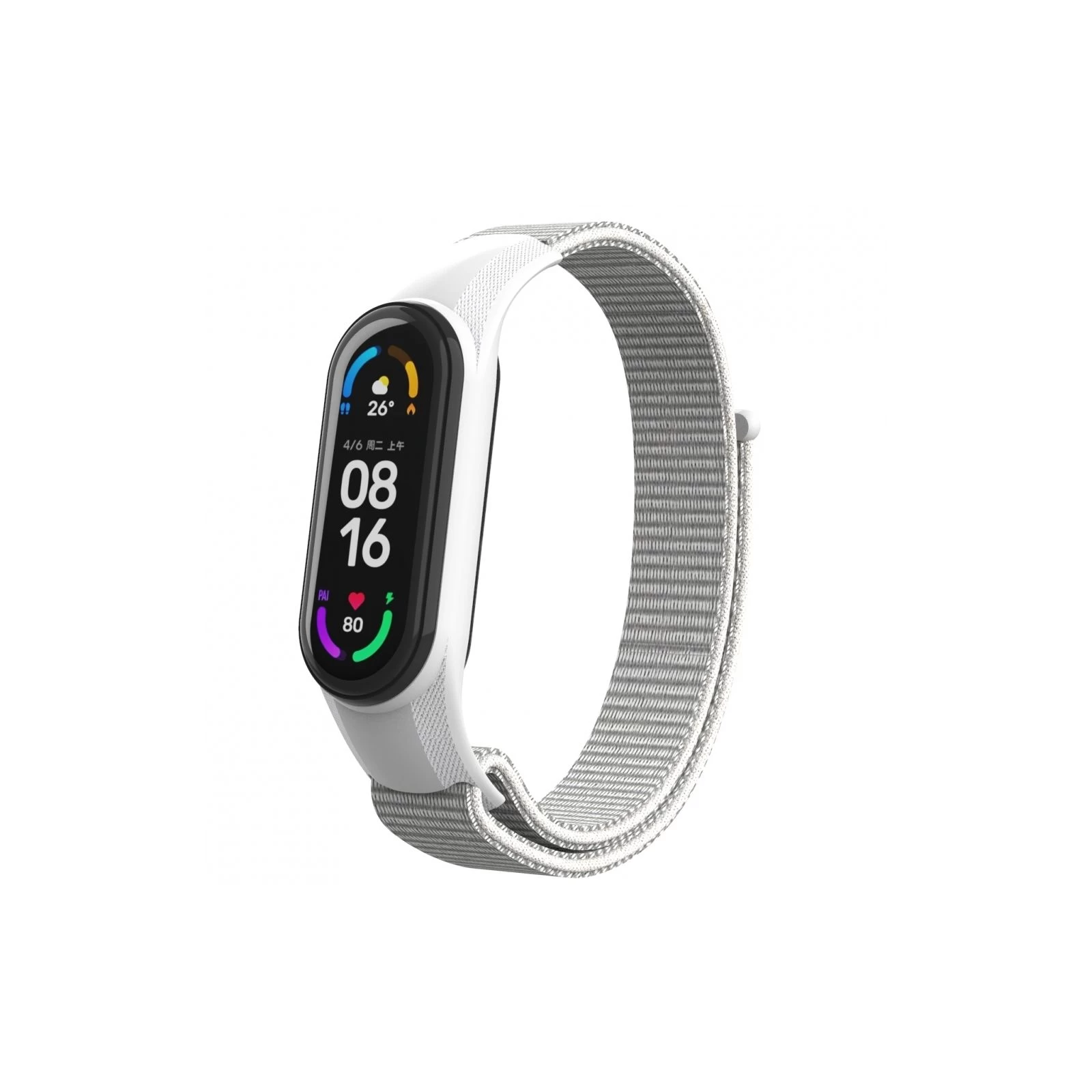 Ремінець для фітнес браслета Armorstandart нейлоновий для Xiaomi Mi Band 7/6/5/4 White (ARM67840) (UA)