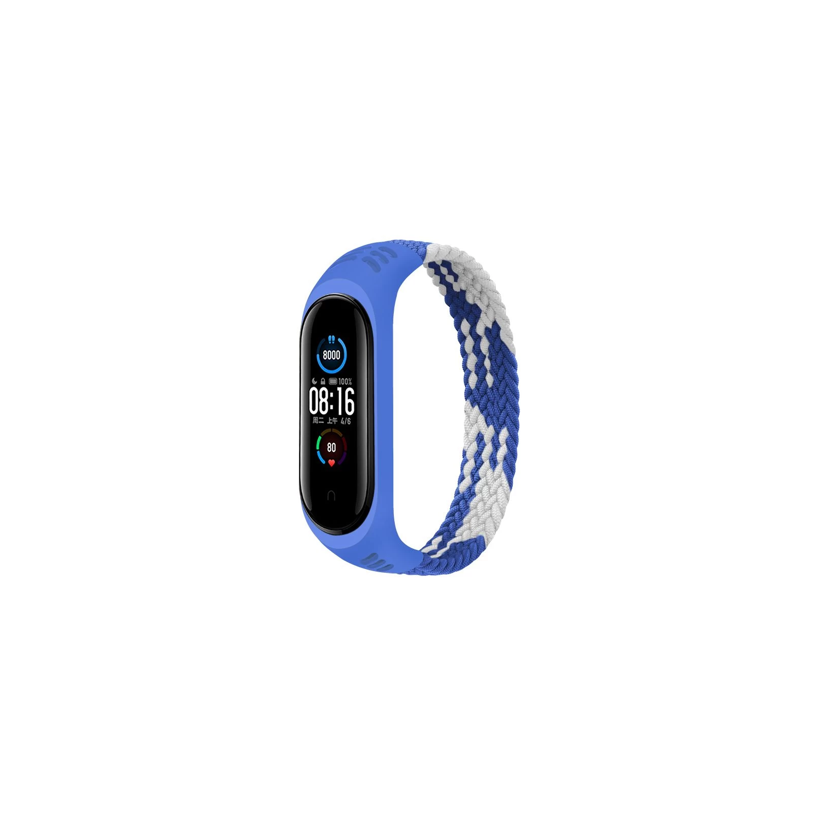 Ремінець для фітнес браслета BeCover Elastic Nylon Style для Xiaomi Mi Smart Band 5/6 (Size L) Blue-White (706162) (UA)