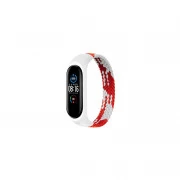 Ремешок для фитнес браслета BeCover Elastic Nylon Style для Xiaomi Mi Smart Band 5/6 (Size L) Red-White (706159) (UA)