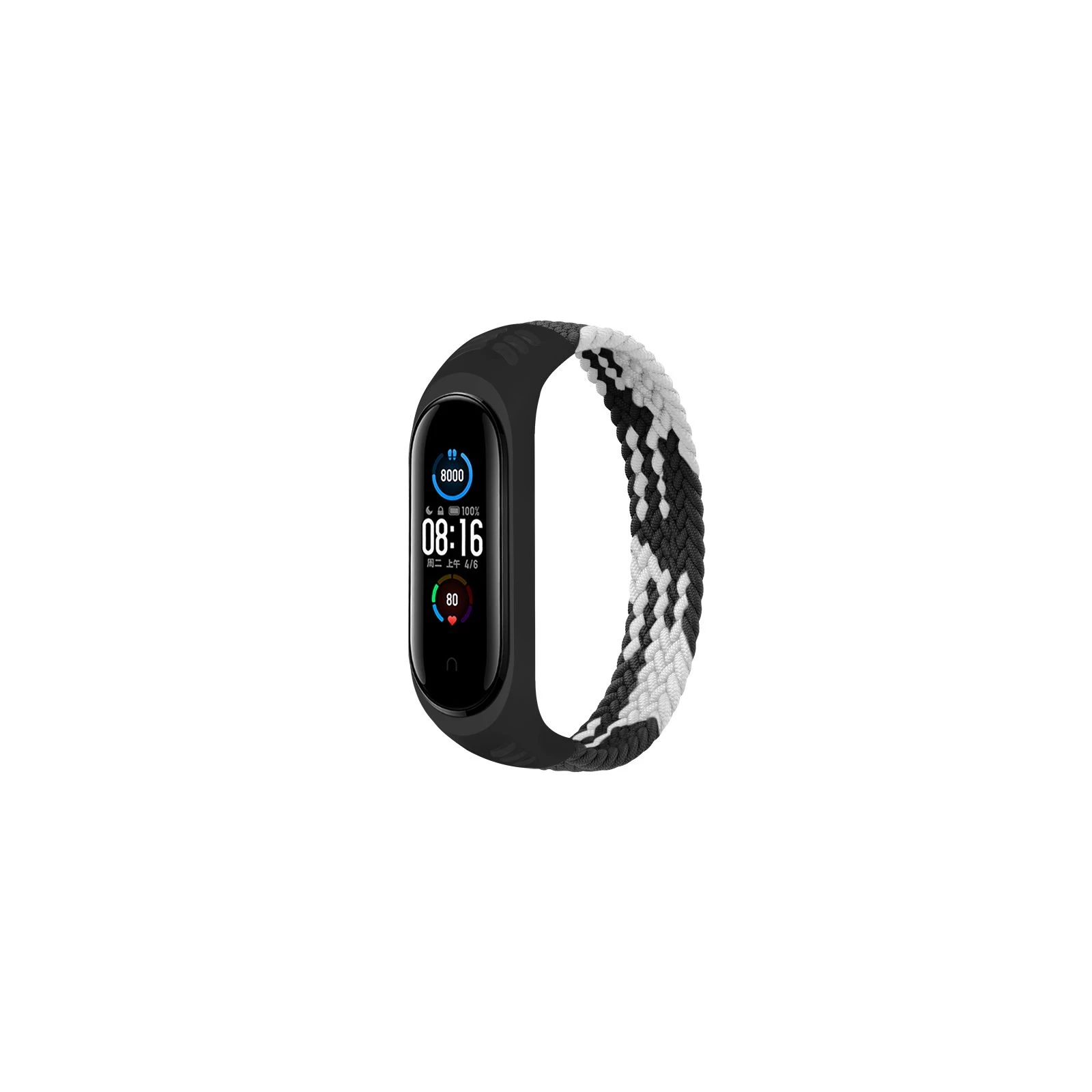 Ремінець для фітнес браслета BeCover Elastic Nylon Style для Xiaomi Mi Smart Band 5/6 (Size M) Black-White (706147) (UA)