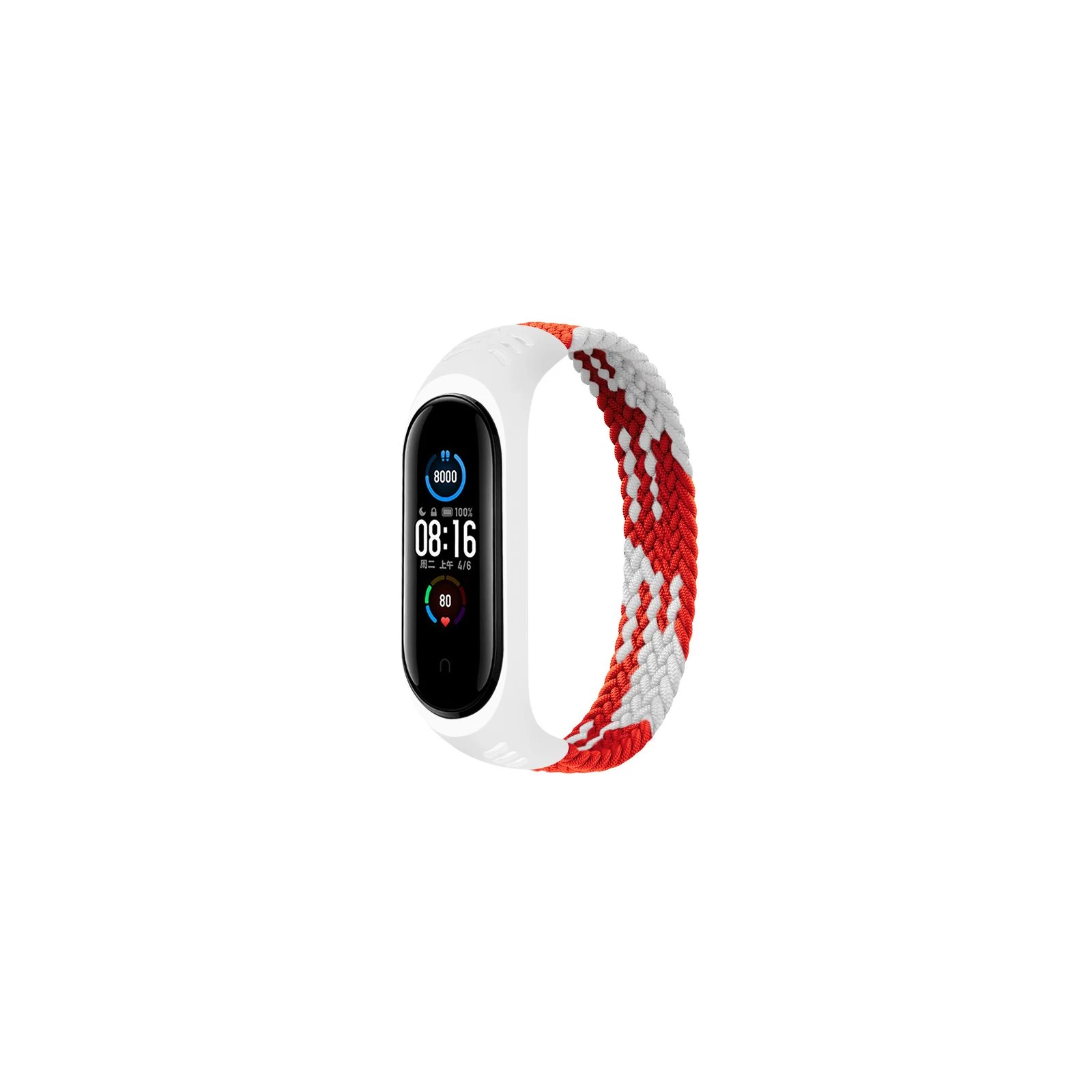 Ремінець для фітнес браслета BeCover Elastic Nylon Style для Xiaomi Mi Smart Band 5/6 (Size S) Red-White (706137) (UA)