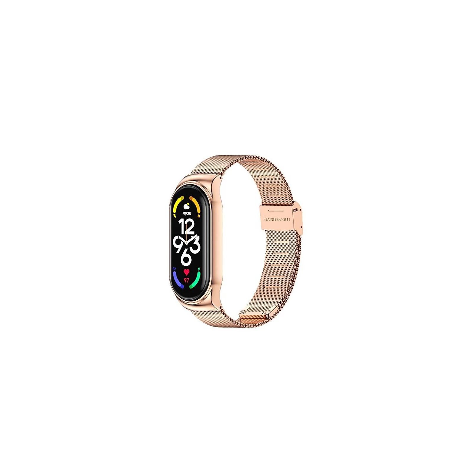 Ремінець для фітнес браслета BeCover Metal для Xiaomi Mi Smart Band 7 Rose Gold (707496) (UA)