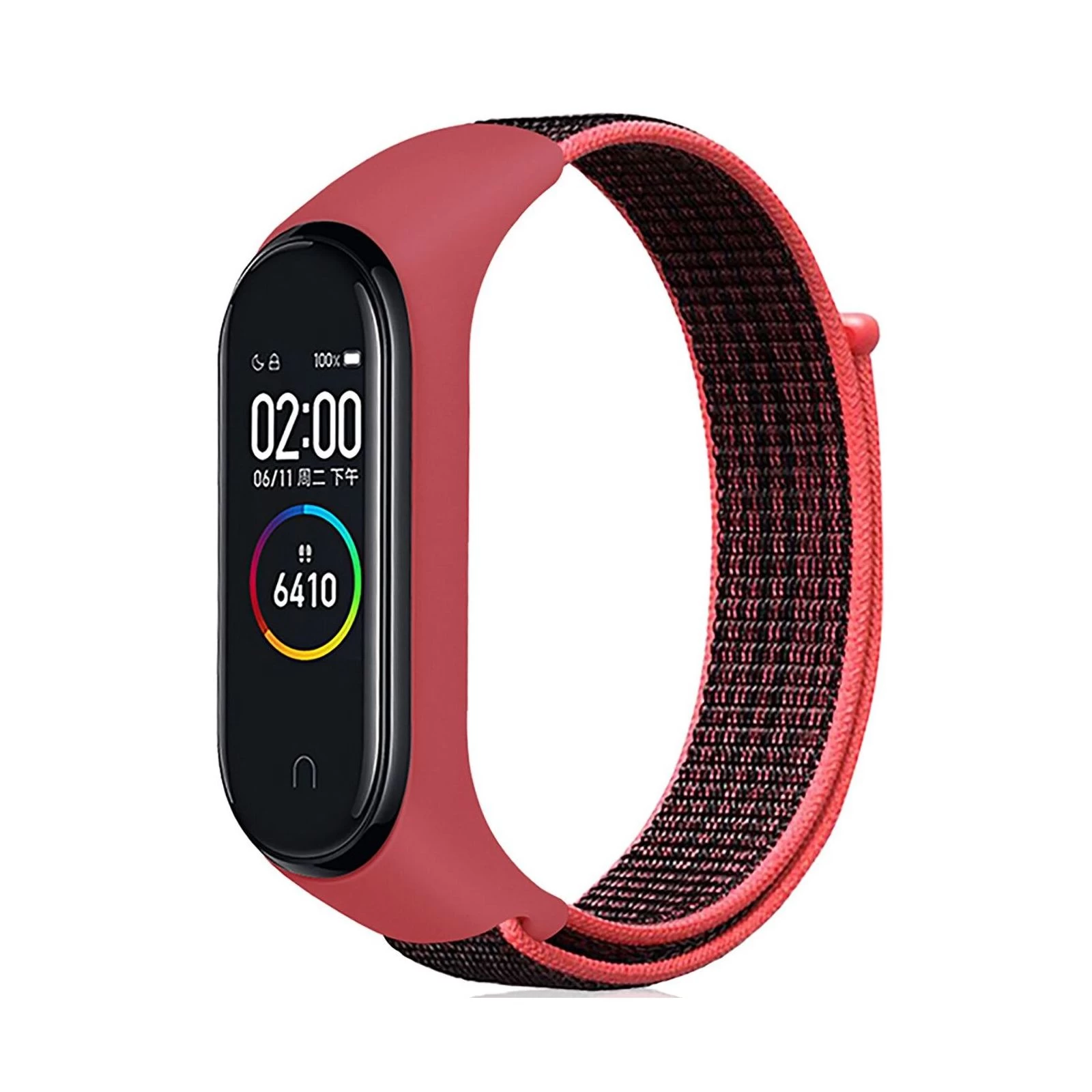 Ремешок для фитнес браслета BeCover Nylon Style для Xiaomi Mi Smart Band 5/6 Black-Red (705416) (UA)