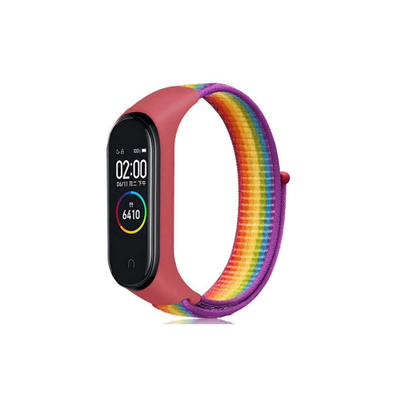 Ремешок для фитнес браслета BeCover Nylon Style для Xiaomi Mi Smart Band 7 Red-Rainbow (707669) (UA)