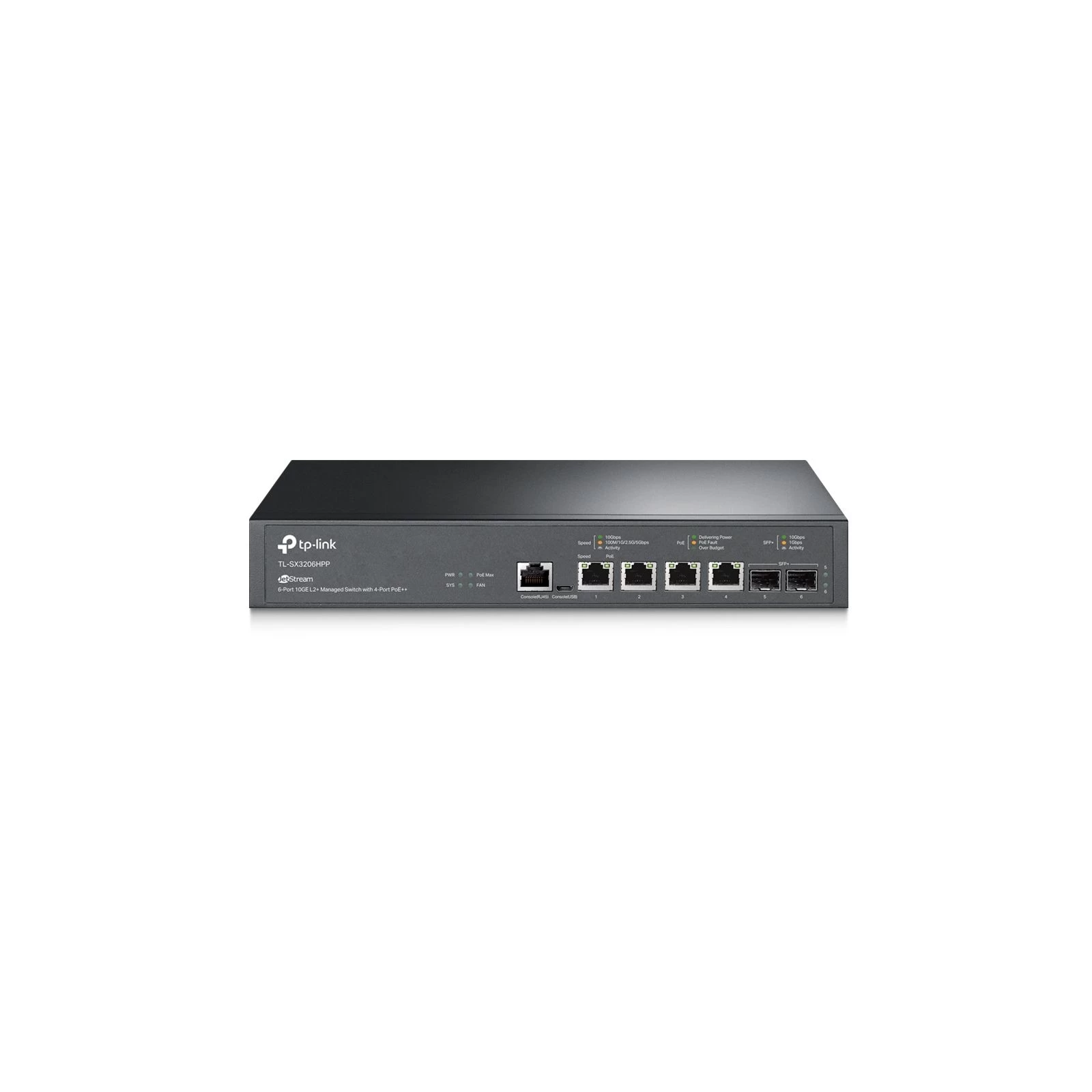 Комутатор мережний TP-Link TL-SX3206HPP 2xSFP+ (10GE) 4x10GE LAN console+microUSB L2 JetStream 19