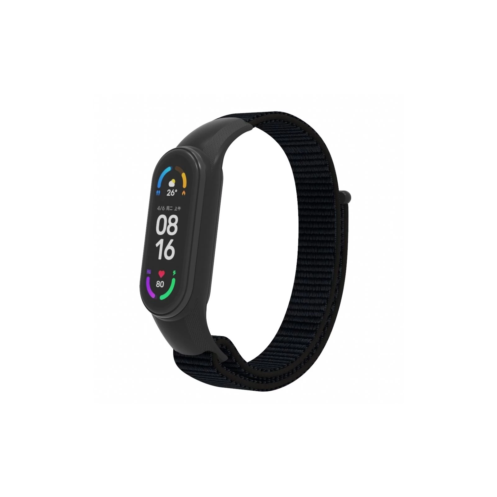 Ремешок для фитнес браслета Armorstandart нейлоновый для Xiaomi Mi Band 7/6/5/4 Black (ARM67839) (UA)