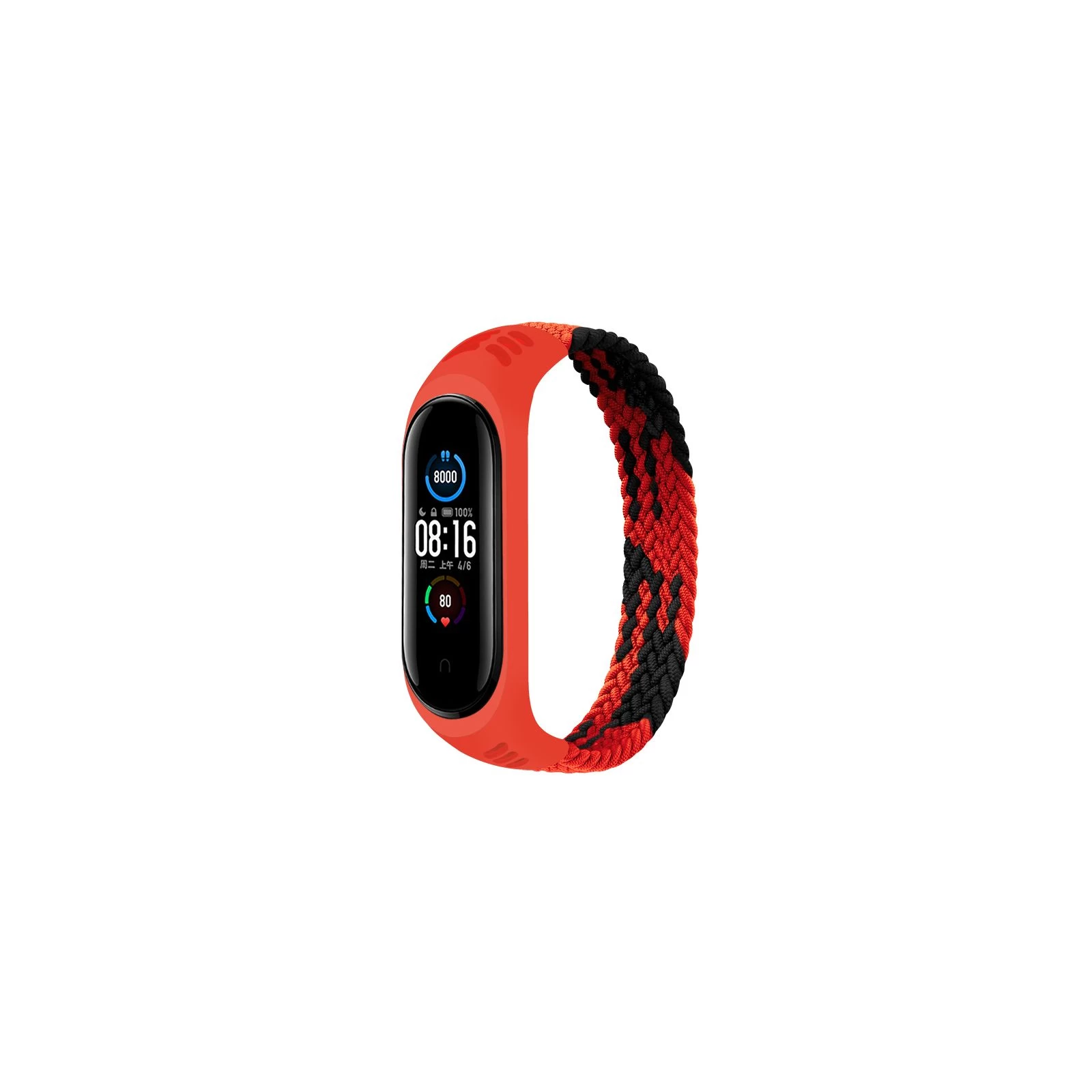 Ремешок для фитнес браслета BeCover Elastic Nylon Style для Xiaomi Mi Smart Band 5/6 (Size L) Black-Red (706157) (UA)