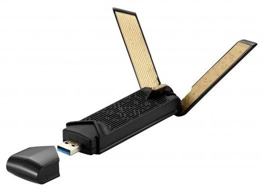 Бездротовий адаптер Asus USB-AX56W/O cradle (AX1800, WiFI 6, USB 3.2, MU-MIMO, OFDMA, 4T4R, WPA3, зовнішня антена)