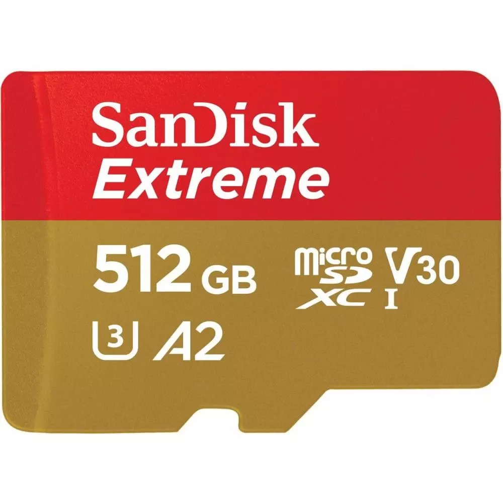 Карта пам'яті SanDisk 512 GB microSDXC UHS-I U3 V30 A2 Extreme + SD-Adapter (SDSQXAV-512G-GN6MA)