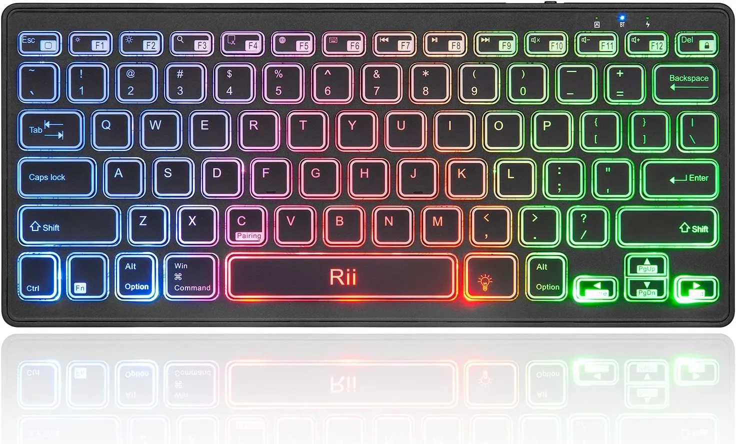 Клавіатура Rii K09 Multimedia Bluetooth Keyboard With Rainbow Backlit
