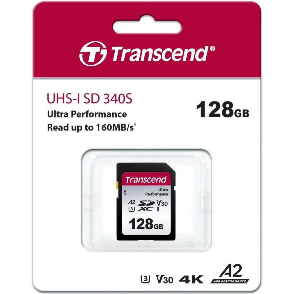 Карта пам'яті Transcend 128 GB SDXC UHS-I U3 V30 A2 340S TS128GSDC340S (UA)