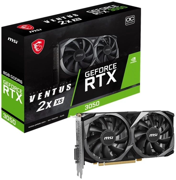 Відеокарта GeForce RTX 3050 8GB GDDR6 Ventus 2X XS OC MSI (GeForce RTX 3050 VENTUS 2X XS 8G OC) (UA)
