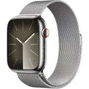 Apple Watch Series 9 GPS + Cellular 41mm Silver S. Steel Case w. Silver Milanese Loop (MRJ43)