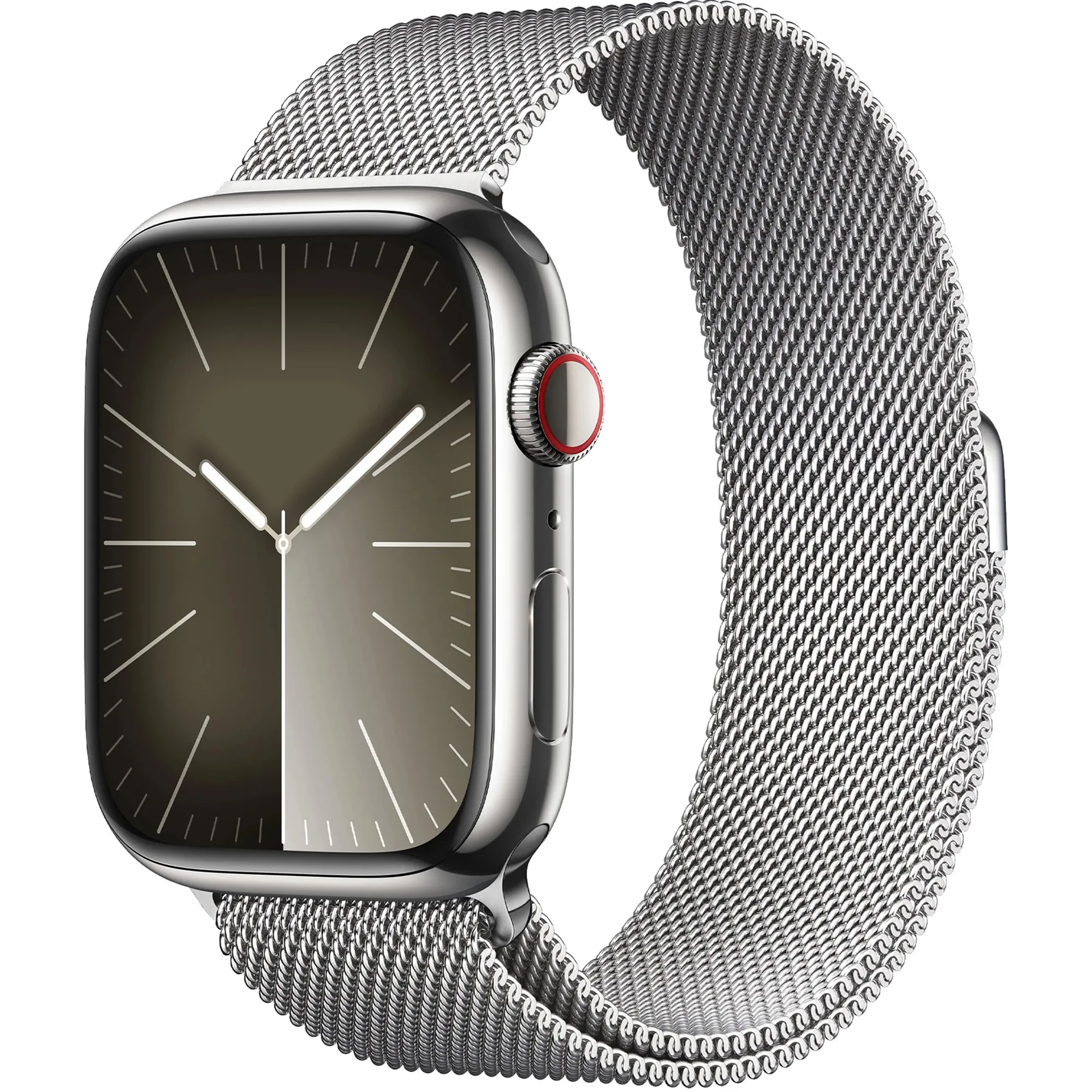 Часы Apple Watch Series 9 GPS + Cellular 41mm Silver S. Steel Case w. Silver Milanese Loop (MRJ43)