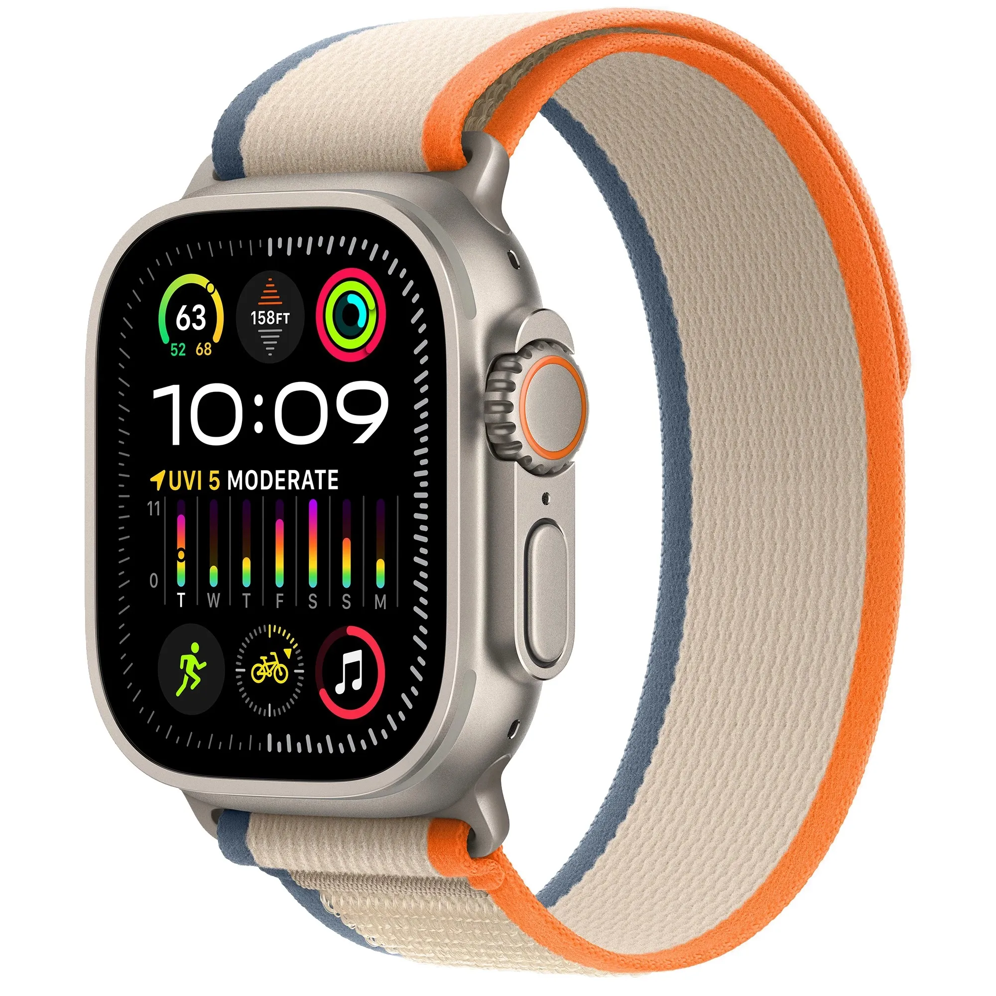 Часы Apple Watch Ultra 2 GPS + Cellular 49mm Titanium Case with Orange/Beige Trail Loop - M/L (MRF23)
