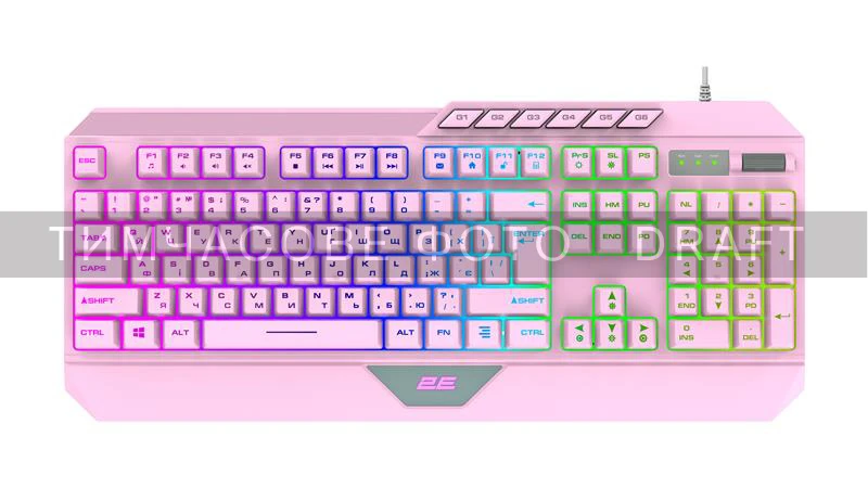 Клавиатура 2E Gaming KG315 RGB USB Pink Ukr (2E-KG315UPK) (UA)