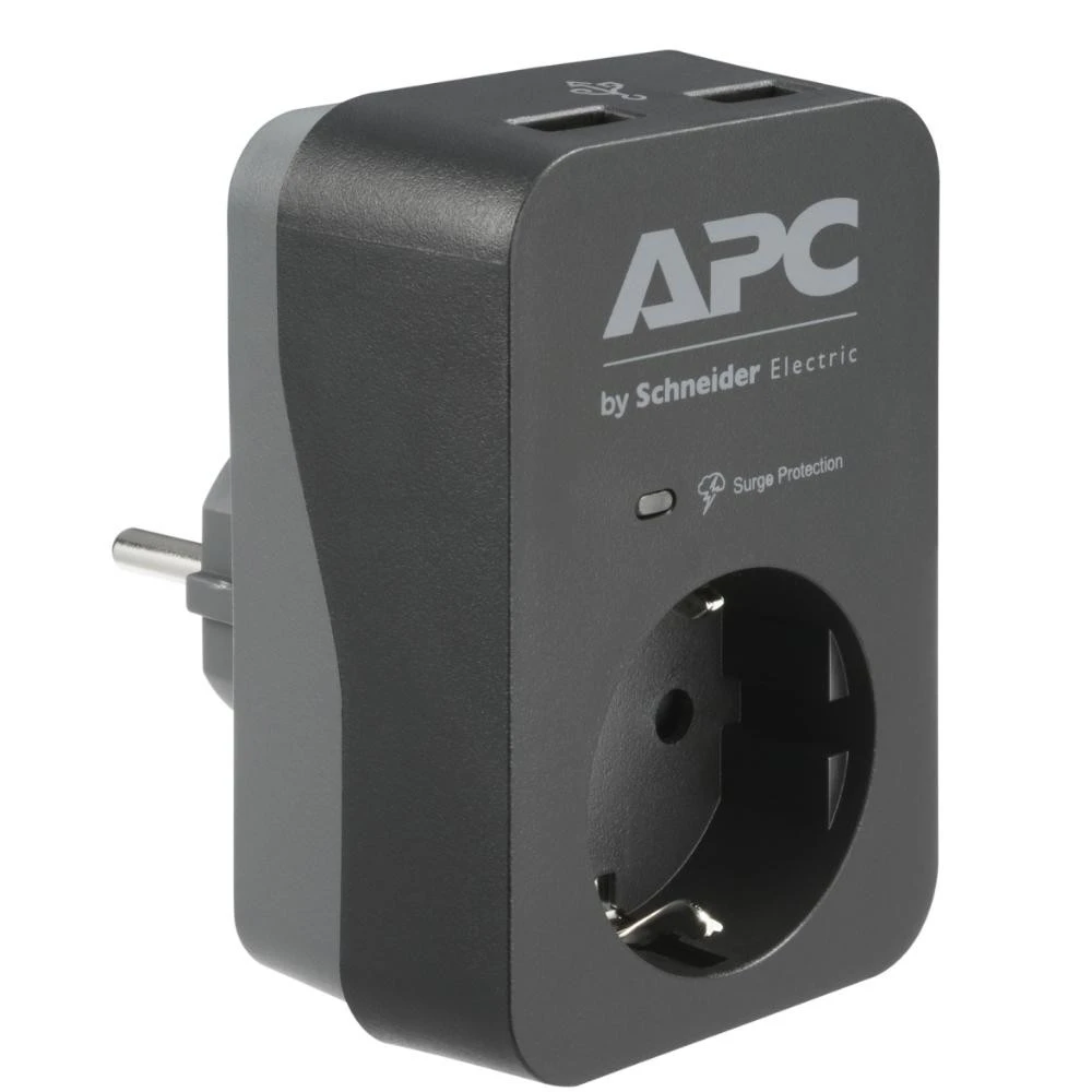 Мережевий фільтр APC SurgeArrest 1 розетка, 2 USB Black (PME1WU2B-RS)