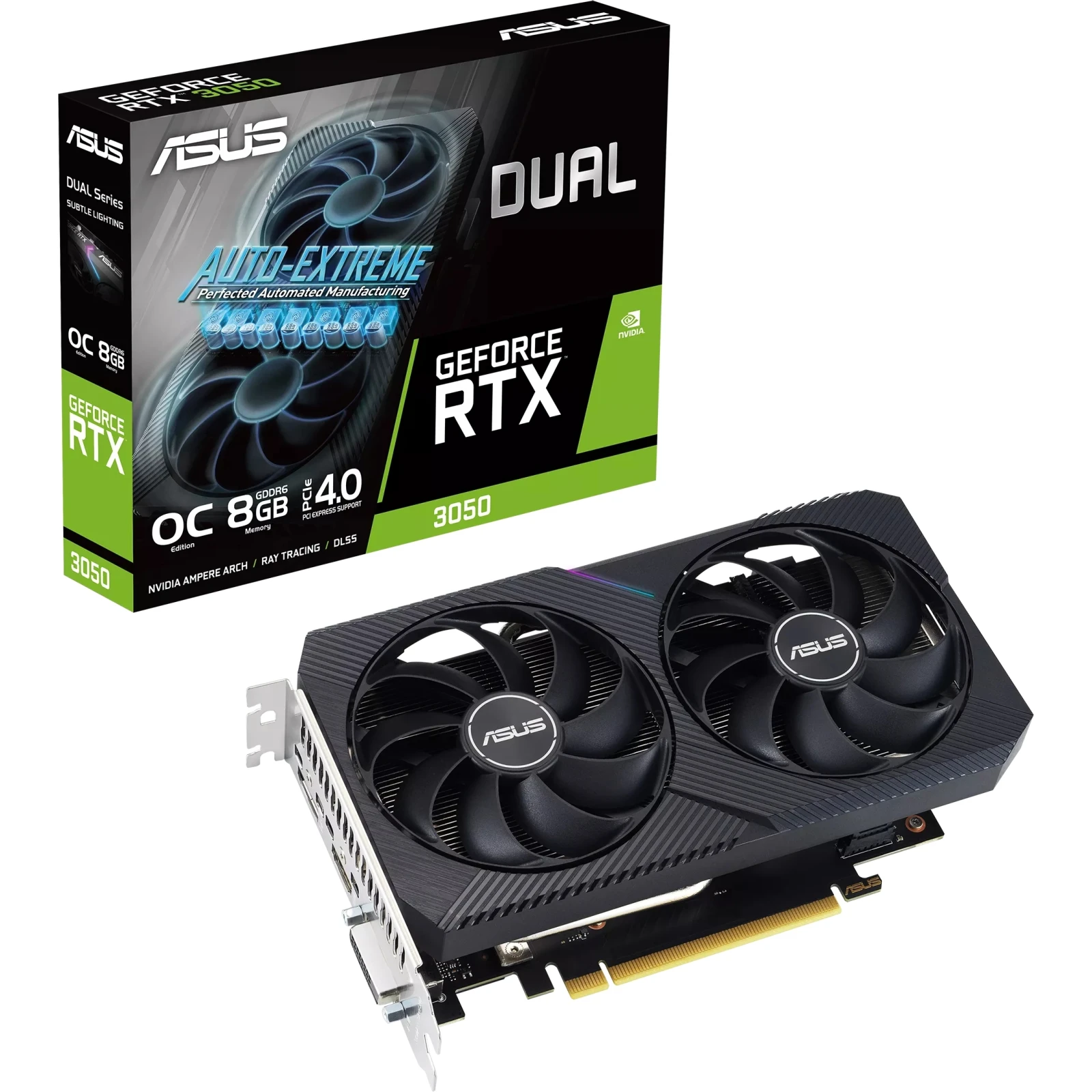 Видеокарта ASUS GeForce RTX3050 8Gb DUAL OC (DUAL-RTX3050-O8G-V2) (90YV0GH6-M0NA00) (UA)