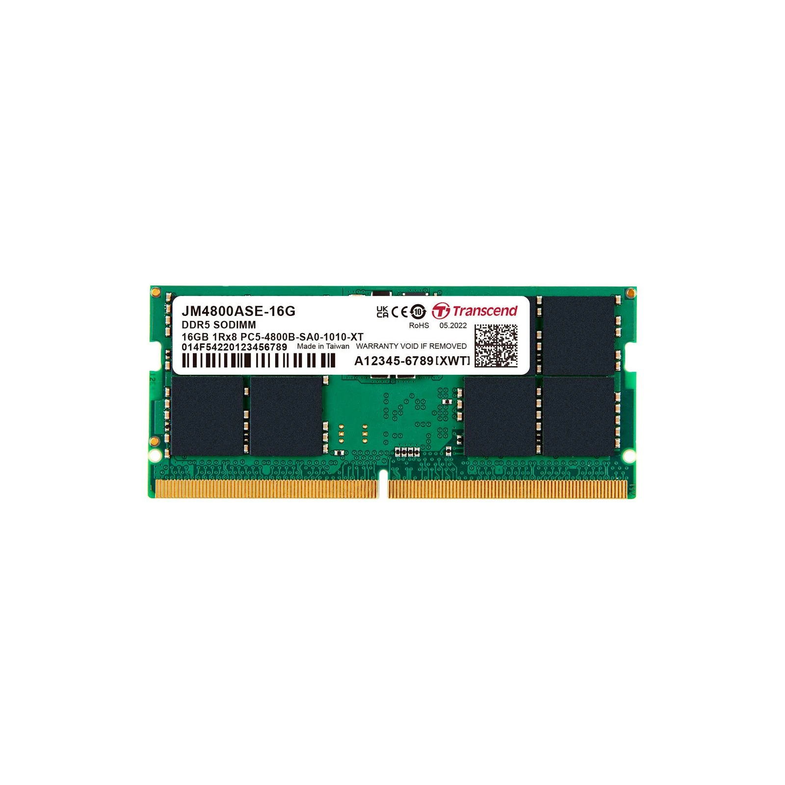 Оперативна пам'ять SoDIMM DDR5 16GB 4800MHz JetRam Transcend (JM4800ASE-16G) (UA)