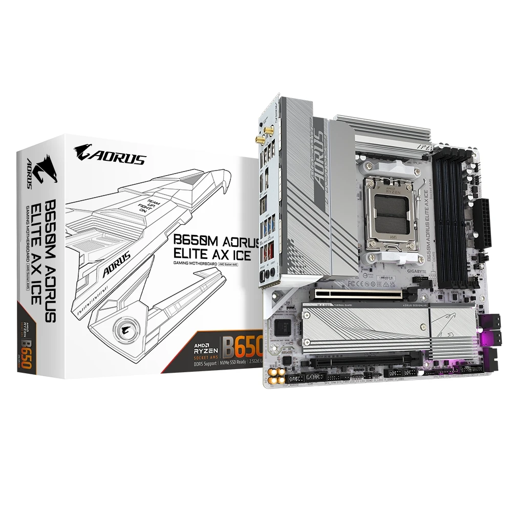 Материнська плата Gigabyte B650M Aorus Elite AX Ice Socket AM5 (UA)