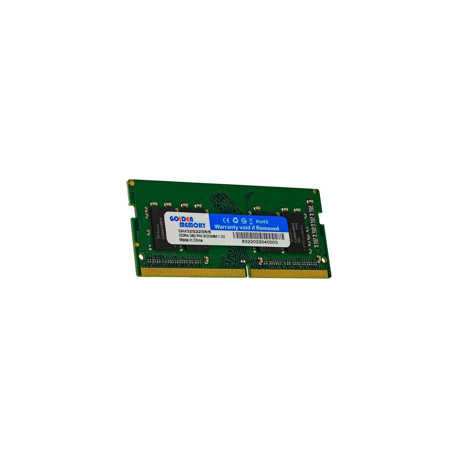 Оперативная память SoDIMM DDR4 8GB 3200 MHz Golden Memory (GM32S22S8/8) (UA)