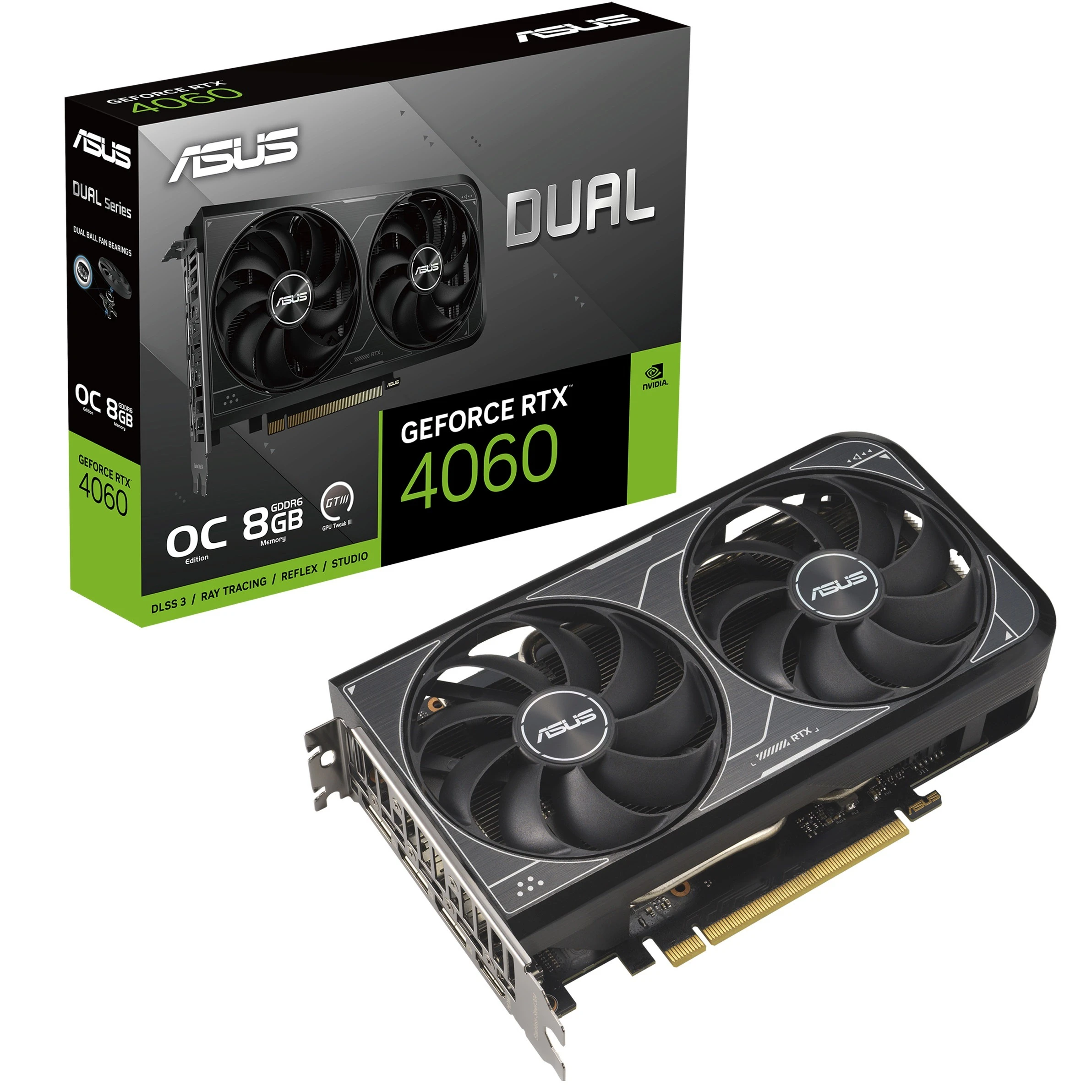 Видеокарта GeForce RTX 4060 8GB GDDR6 Dual OC V2 Asus (DUAL-RTX4060-O8G-V2) (90YV0JC4-M0NA00)