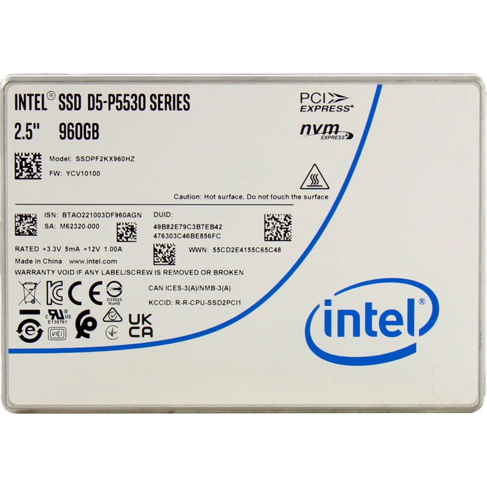SSD диск U.2 2.5 960GB D5-P5530 15mm INTEL (SSDPF2KX960HZN1) (UA)