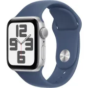 Apple Watch SE 2 GPS 40mm Silver Aluminium Case w. Denim Sport Band - M/L (MXED3)