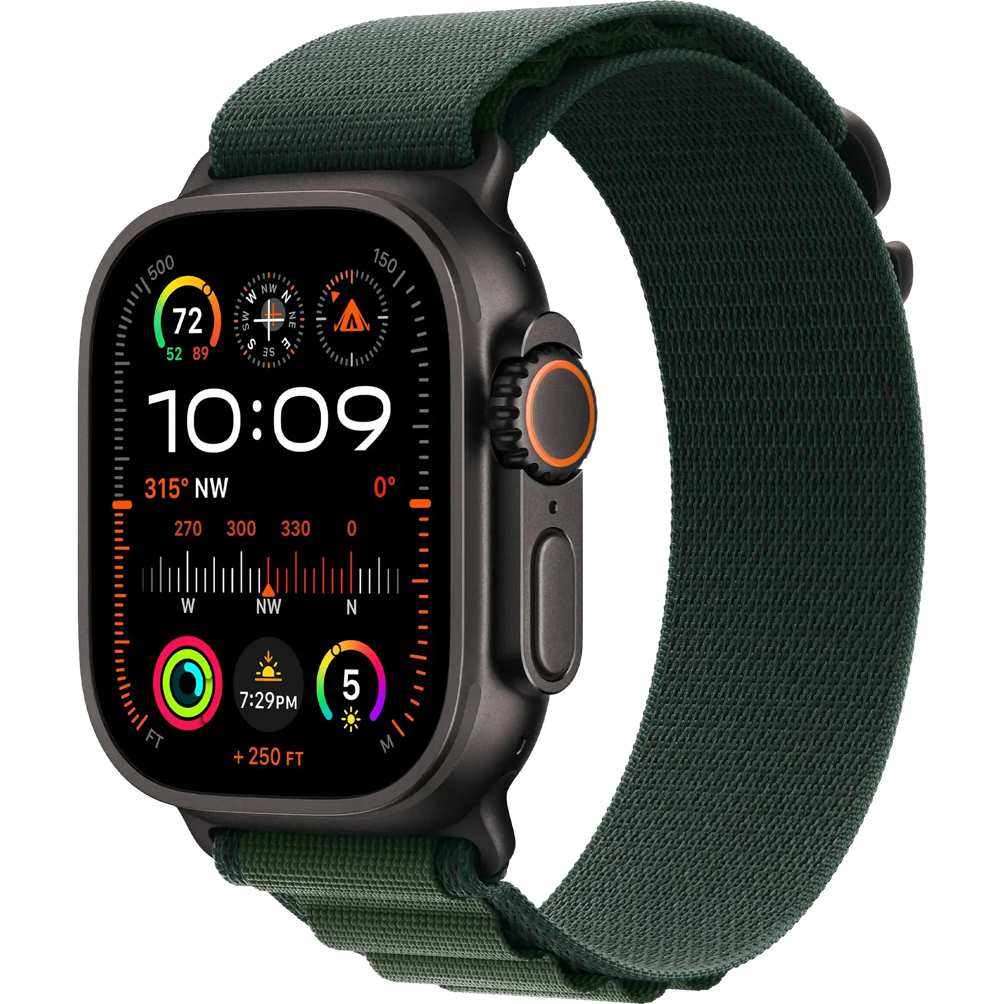 Часы Apple Watch Ultra 2 GPS + Cellular 49mm Black Titan. Case w. Dark Green Alpine Loop - Large (MX4T3)