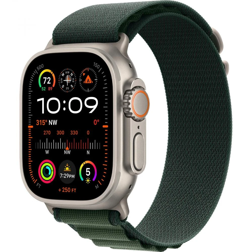Часы Apple Watch Ultra 2 GPS + Cellular 49mm Natural Titan. Case w. Dark Green Alpine Loop - M (MYT33+MXMV3)