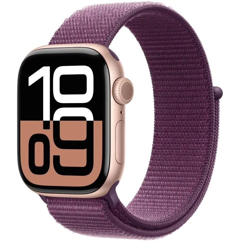 Часы Apple Watch Series 10 GPS 42mm Rose Gold Aluminum Case w. Plum Sport Loop (MWWK3)