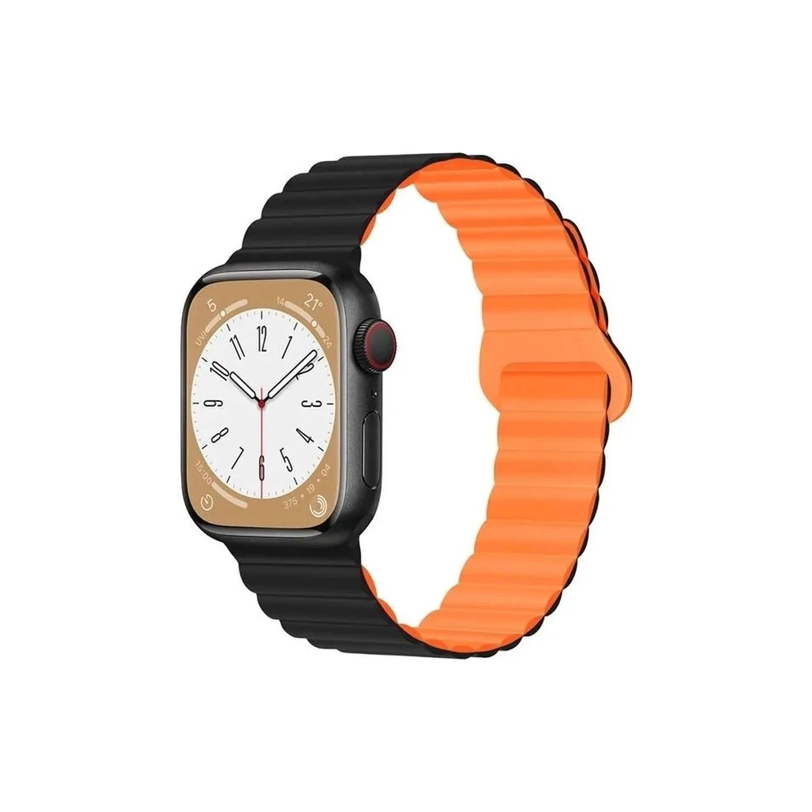 Ремінець для смарт-годин Drobak Silicone Magnetic Link Apple Watch All Series 38/40/41mm Black orange (898923) (UA)