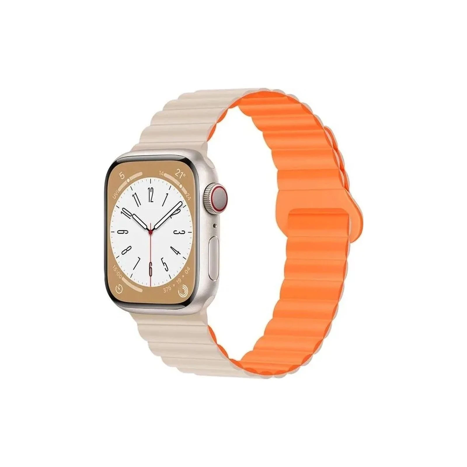 Ремешок для смарт-часов Drobak Silicone Magnetic Link для Apple Watch All Series 38/40/41mm Starlight orange (898924) (UA)