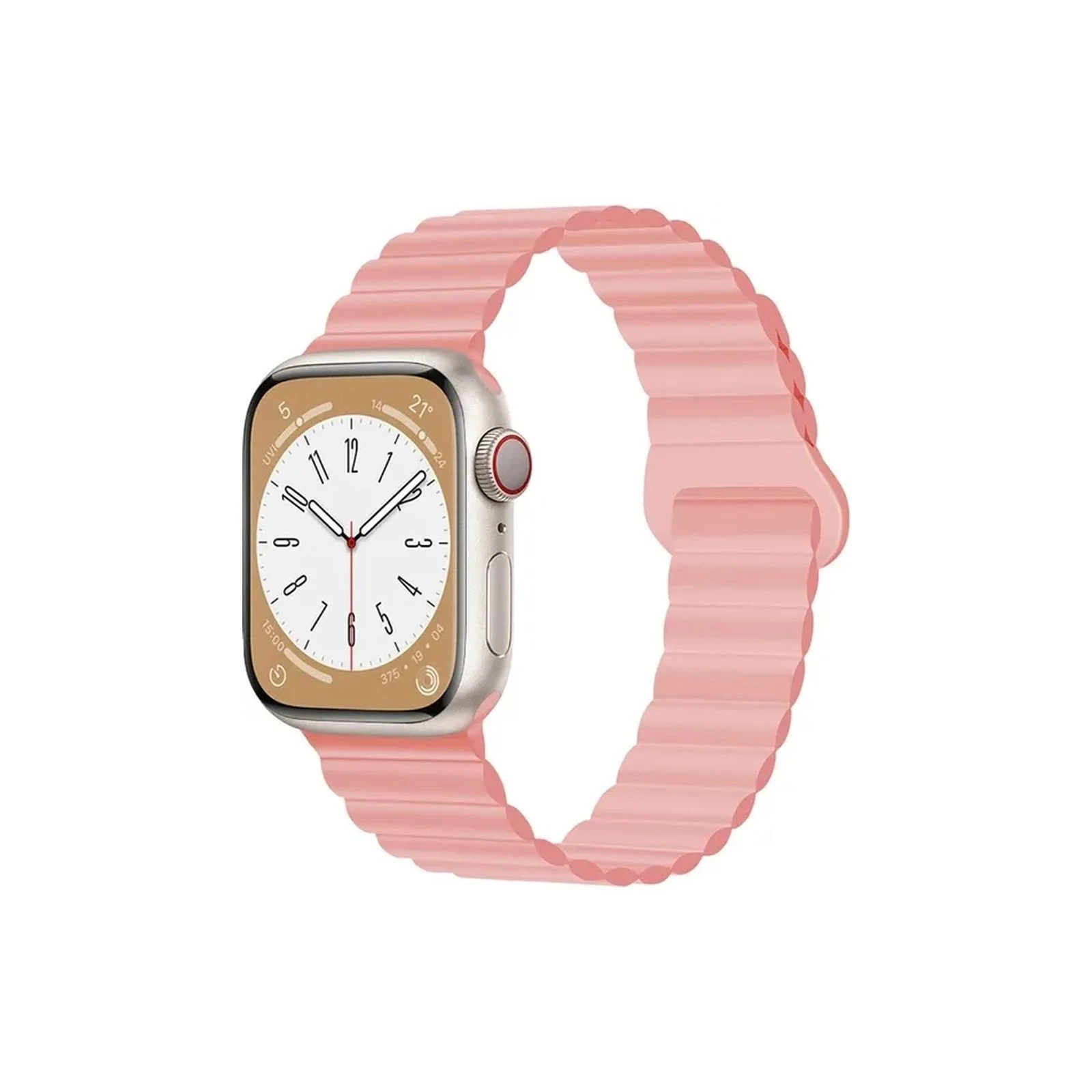 Ремінець для смарт-годин Drobak Silicone Magnetic Link для Apple Watch All Series Ultra 2 49/45/44/42mm Pink sand (898928) (UA)