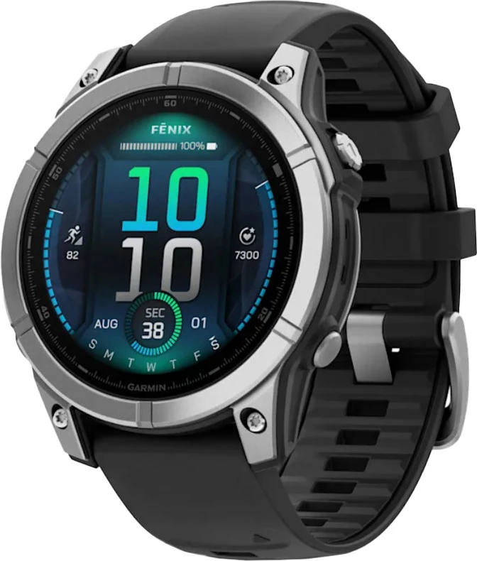 Спортивний годинник Garmin Fenix ​​E 47mm AMOLED Stainless Steel with Black Silicone Band (010-03025-00) (UA)